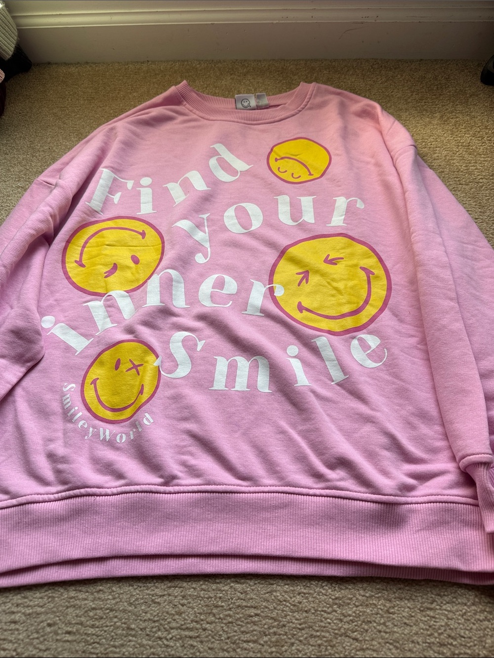 Pink Graphic 'Find Your Inner Smile' Women's Sweatshirt size XL
